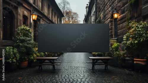 Black blank signboard mockup, generative ai