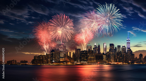 New York City, USA Beautiful fireworks night in the city of celebration © EmmaStock