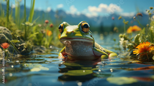Frog on a lake.