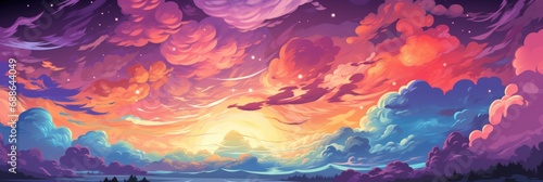 Incredibly Beautiful Sunset Colorful Volumetric , Banner Image For Website, Background, Desktop Wallpaper