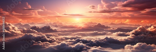 Incredibly Beautiful Sunset Colorful Volumetric , Banner Image For Website, Background, Desktop Wallpaper