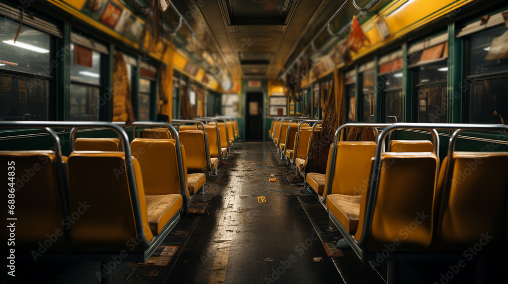 Fototapeta premium Inside view of empty school bus.