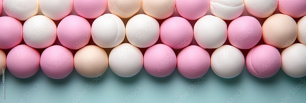 Marshmallow Colorful Pattern On Pink Pastel , Banner Image For Website, Background, Desktop Wallpaper