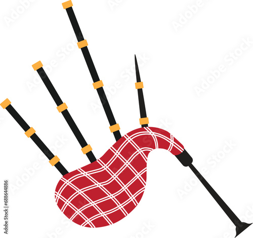 Vector illustration of traditional Scottish bagpipe isolated in white background