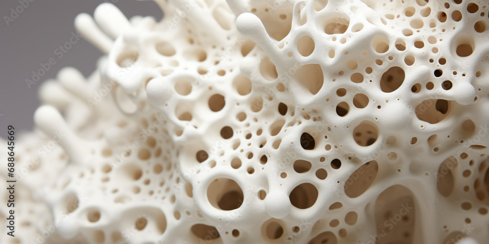 close up of white bone cellular structure with multiple holes close up of white bone cellular structure with multiple holes