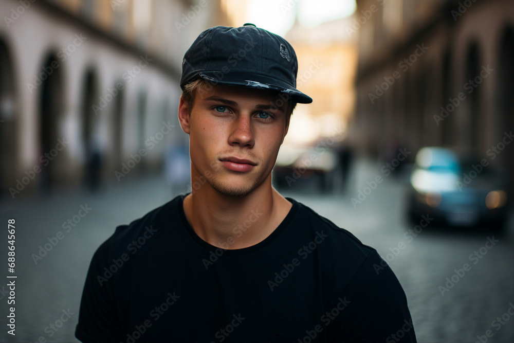 Picture of handsome happy man traveling in city generative ai technology Picture of handsome happy man traveling in city generative ai technology