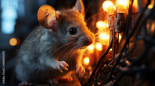 Mouse with electrical cables. © andranik123