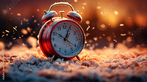Alarm clock on the snow.