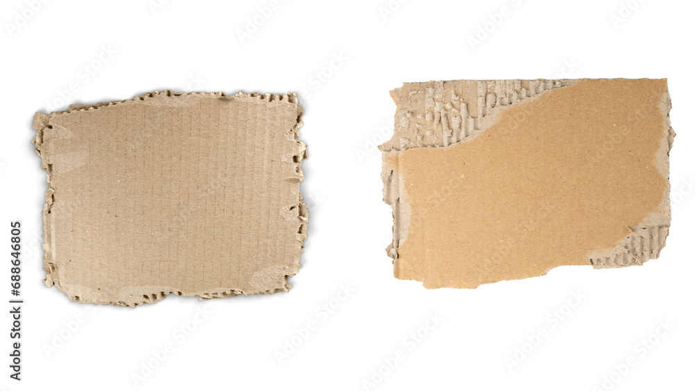 Piece of hand-cut cardboard. Transparent background. Resource in png.