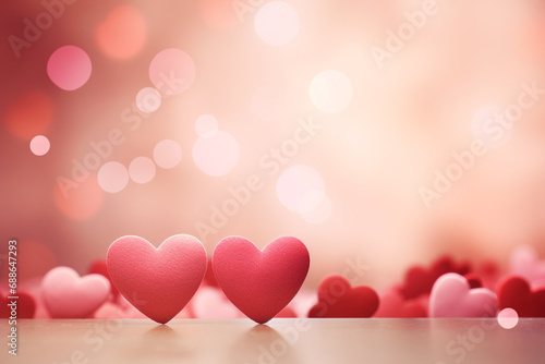 Valentine's day background with red hearts. 3D rendering Generative ai