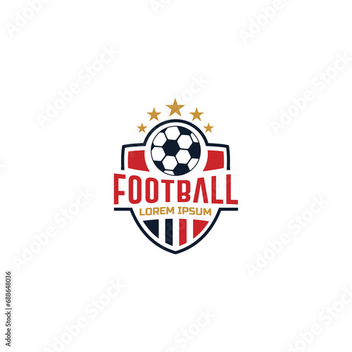 modern football cloub logo with ball and star elements