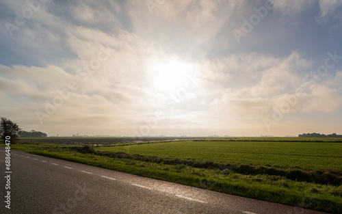 Country landscapes outside of the town of Ferwert, the Netherlands