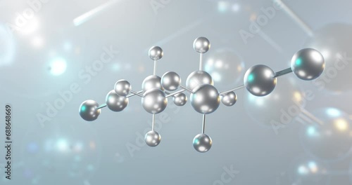 Adiponitrile rotating 3d molecule, molecular structure of precursor polymer nylon 66, seamless video photo