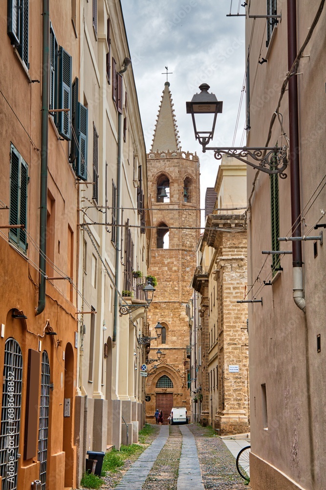 Street in Old Town Alghero, Italy