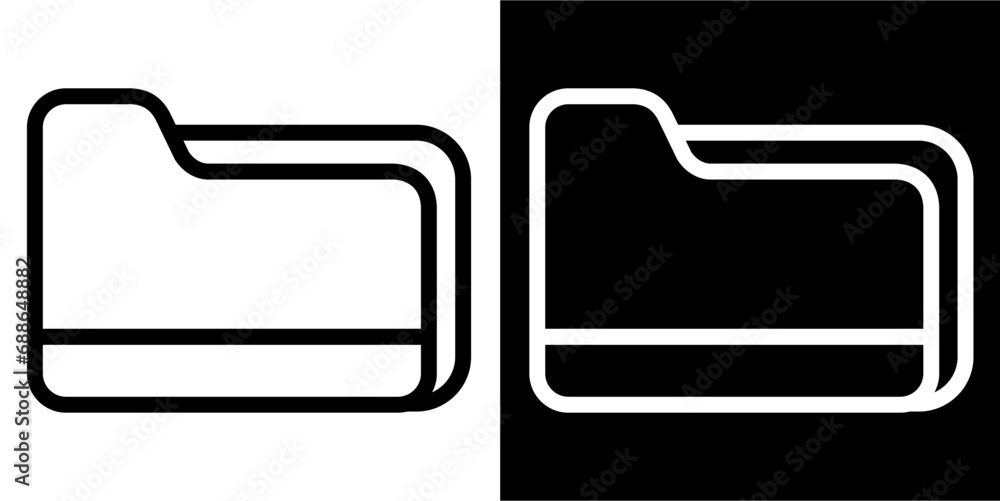 Folder file icon. Black icon. Black line logo Folder file icon. Black icon. Black line logo