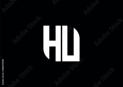 Monogram Letter HU Logo Design vector template