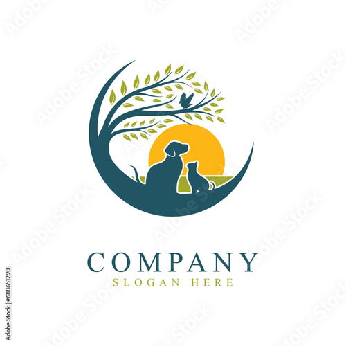 Veterinary logo, Cat and dog logo design, Pet Care, vet clinic logo, pet clinic.