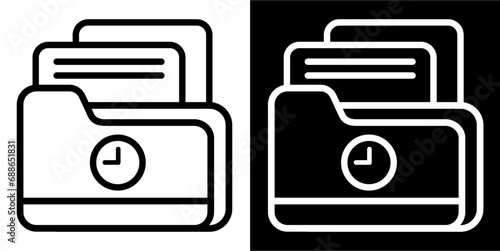 Recent place, clock file icon. Black icon. Icon set. Black line logo