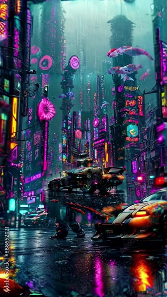 Vidéo Stock cyberpunk 2077, night city dystopian cyberpunk city, blade ...