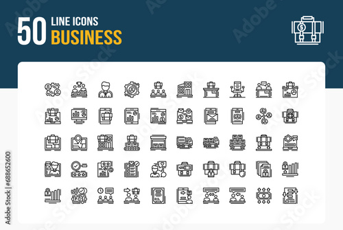 50 Business Line Icon Set