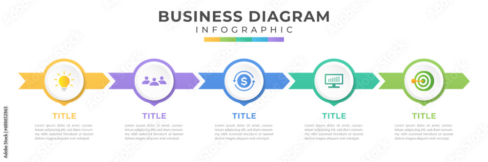 Infographic design template with icons and 5 options or steps. visualization for processes, presentations, layouts, banners, info graphics