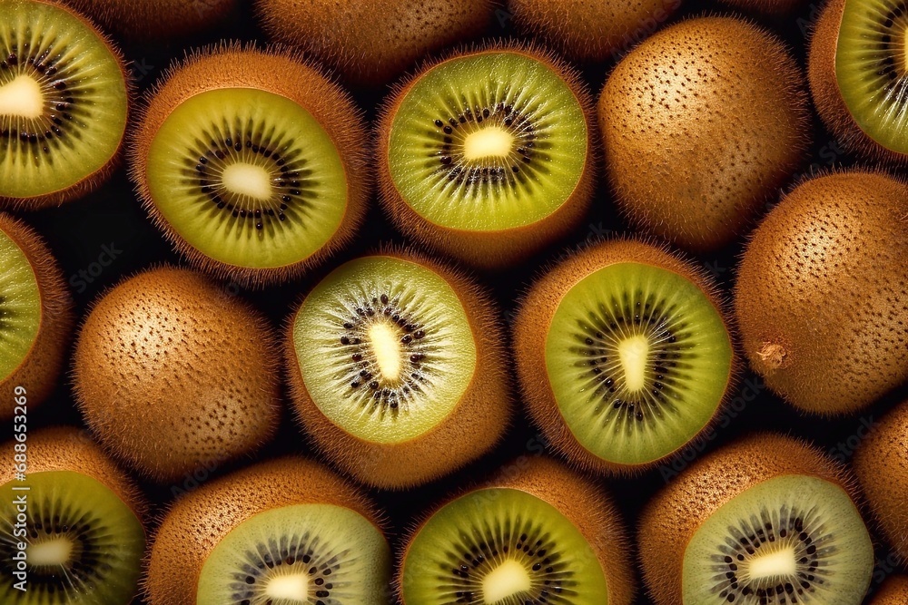 Kiwi fruit background. Top view. Close-up. Kiwi fruit background. Top view. Close-up.