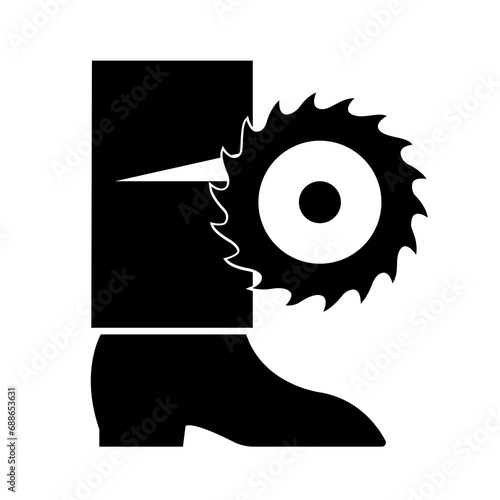 Cut Hazard Leg Black Icon,Vector Illustration, Isolate On White Background Label. EPS10