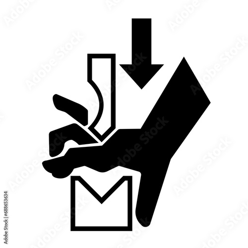 Pinch Point Hand Crush Black Icon,Vector Illustration, Isolate On White Background Label. EPS10