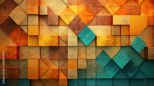 A close up of a colorful wall with squares of different colors depicts a vibrant and visually appealing wall with an array of colorful squares. It is suitable for backgrounds, interior design concep