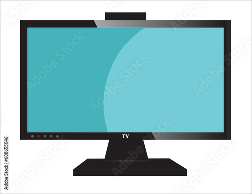 TV flat screen lcd or oled, plasma, realistic illustration, wide flatscreen monitor hanging on the wall.