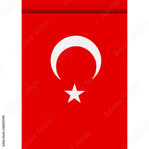 Turkey flag or pennant isolated on white background. Pennant flag icon.