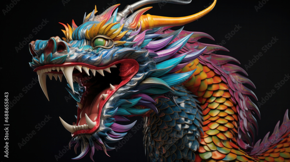 Vivid Chinese dragon, a fantastical beast in vibrant colors