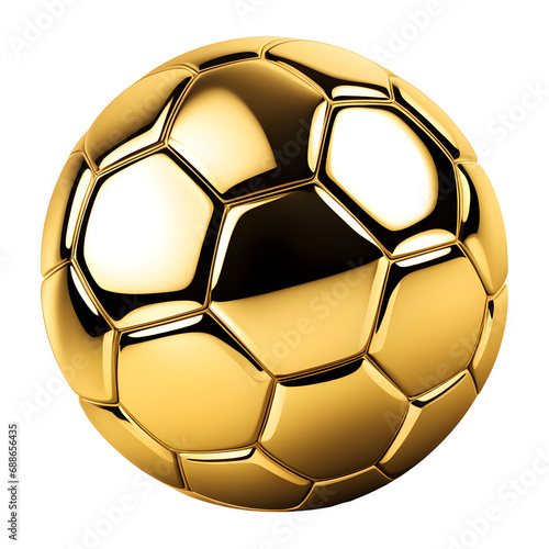 Soccer Ball Gold Isolated on Transparent Background