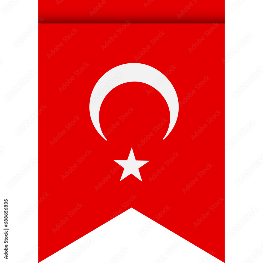 Obraz premium Turkey flag or pennant isolated on white background. Pennant flag icon.
