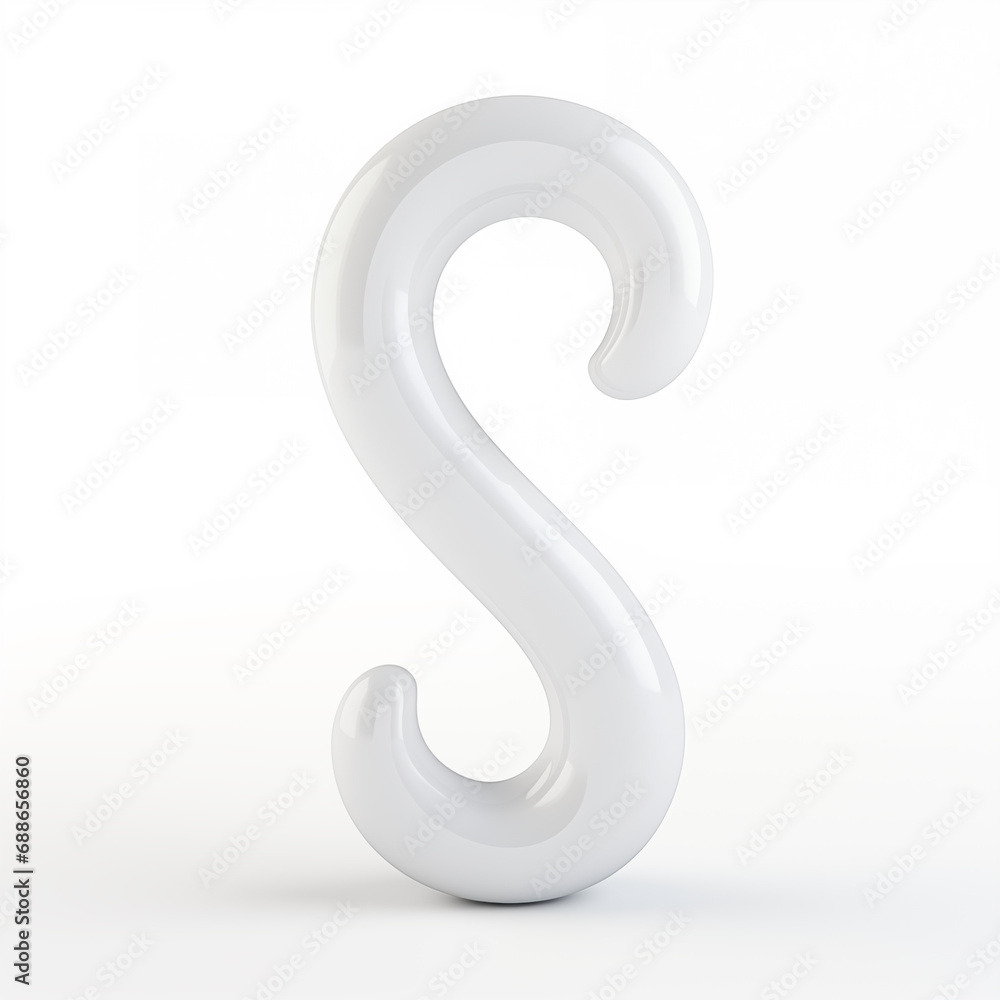 Shiny white glossy letter 's' in ballon animal style Shiny white glossy letter 's' in ballon animal style