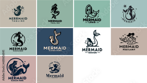 Mermaid logo icon design illustration