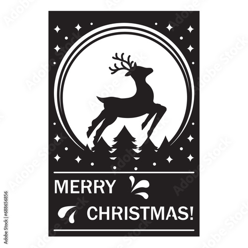 Multi-layered Christmas Card with Christmas Deer and Christmas Tree, file cutting