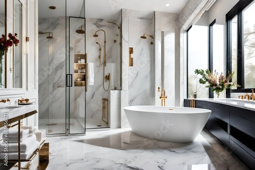 interior of bathroom,Luxury marble bathroom photo
