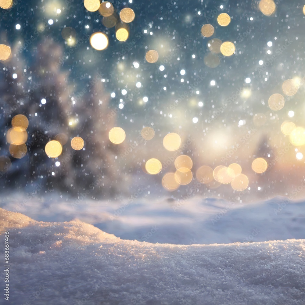 Snowy background with lights far away Snowy background with lights far away