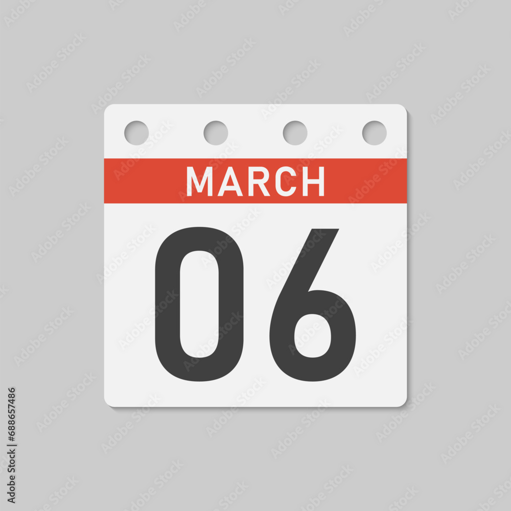 Icon page calendar day - 6 March Icon page calendar day - 6 March