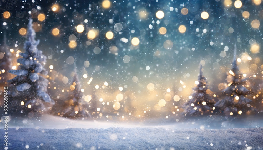 Snowy background with lights far away Snowy background with lights far away