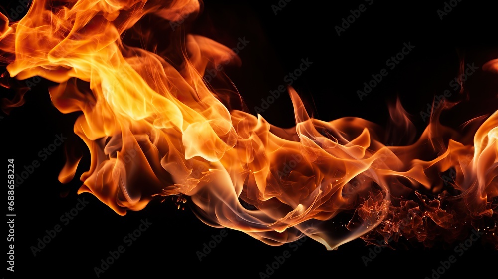 Fire burning black background. Abstract fire. Beautiful fire image. Flames on black Fire burning black background. Abstract fire. Beautiful fire image. Flames on black