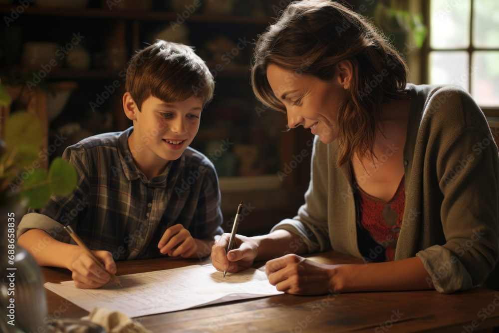 After School Homework and Tutoring: A Mother and Son Getting Help with an Assignment
After School Homework and Tutoring: A Mother and Son Getting Help with an Assignment