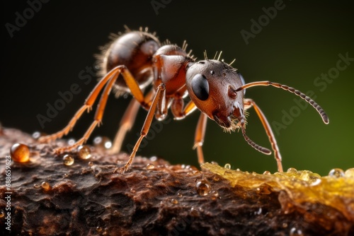 A close up and detailed macro shot capturing the intricacies of an ant