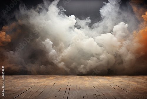 dark smoky room with smoke laying over a floor, digital fantasy landscapes