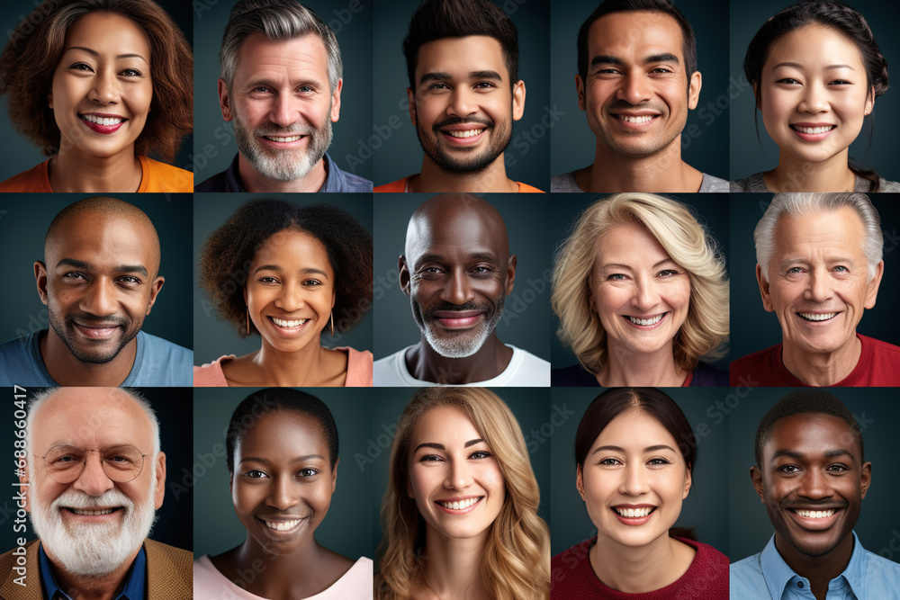 Collage of multiethnic group of people looking at camera. Happy multi cultural and multi aged generation people smiling. Collage of multiethnic group of people looking at camera. Happy multi cultural and multi aged generation people smiling.