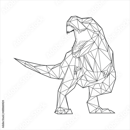 Robot geometric polygonal Tyrannosaurus. Mecha T Rex dinosaur vector illustration