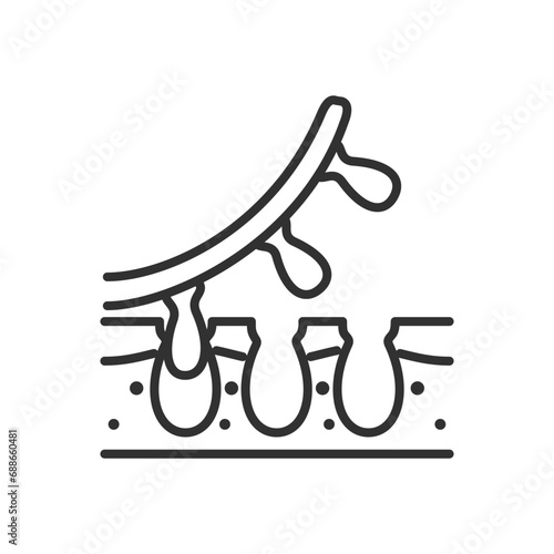 Removal of black dots and comedones, linear icon. Line with editable stroke