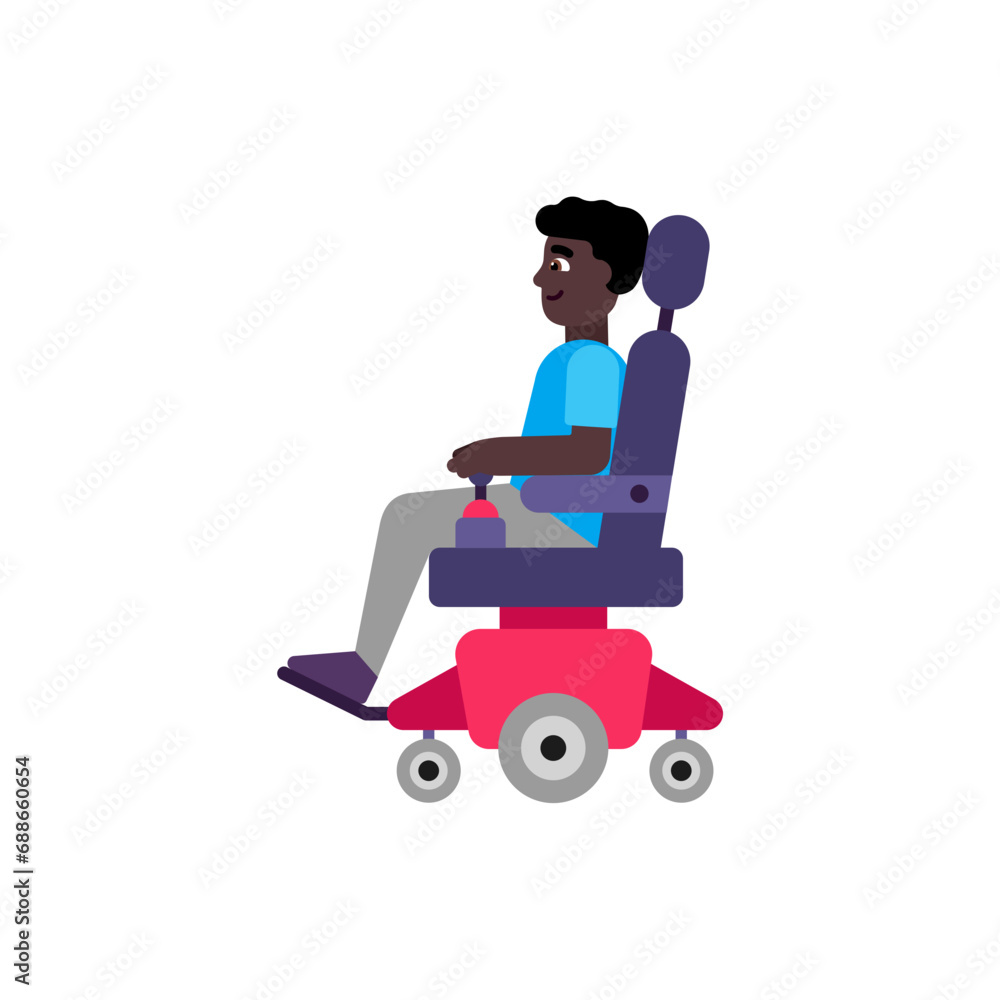 Man in Motorized Wheelchair: Dark Skin Tone Man in Motorized Wheelchair: Dark Skin Tone