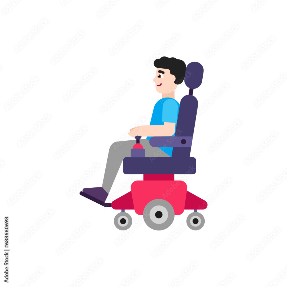 Man in Motorized Wheelchair: Light Skin Tone